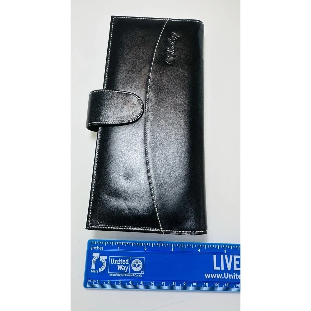 NEW Black Vintage Genuine Leather Wallet/organiser  Size-9x4x0.5 in